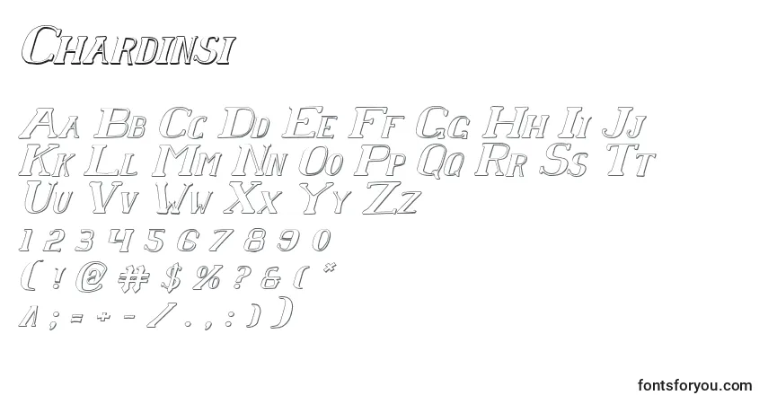 Fuente Chardinsi - alfabeto, números, caracteres especiales