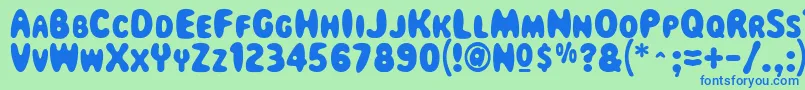 Magicalmysterytour-Schriftart – Blaue Schriften auf grünem Hintergrund