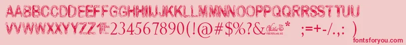 フォントVidkaWoodcraft – ピンクの背景に赤い文字
