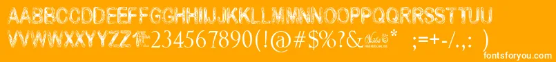 VidkaWoodcraft-Schriftart – Weiße Schriften auf orangefarbenem Hintergrund