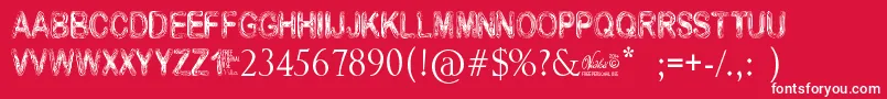 VidkaWoodcraft-fontti – valkoiset fontit punaisella taustalla