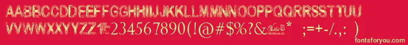 VidkaWoodcraft-fontti – keltaiset fontit punaisella taustalla