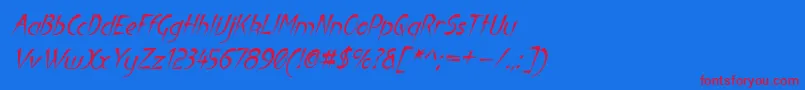 LuteousAublikus-Schriftart – Rote Schriften auf blauem Hintergrund