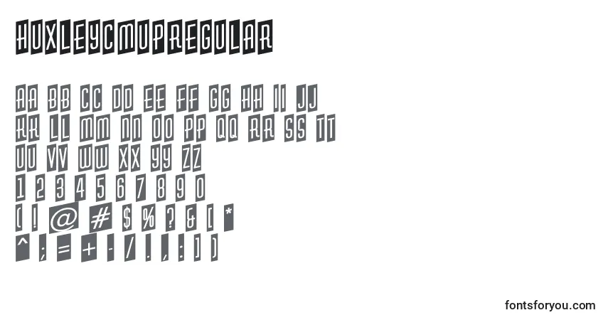 Czcionka HuxleycmupRegular – alfabet, cyfry, specjalne znaki