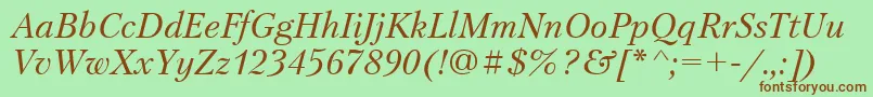 PetersburgItalicCyrillic Font – Brown Fonts on Green Background