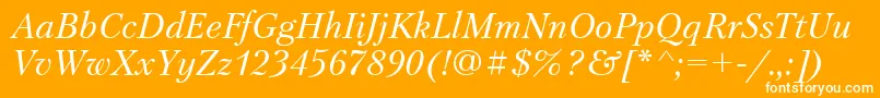 PetersburgItalicCyrillic-Schriftart – Weiße Schriften auf orangefarbenem Hintergrund