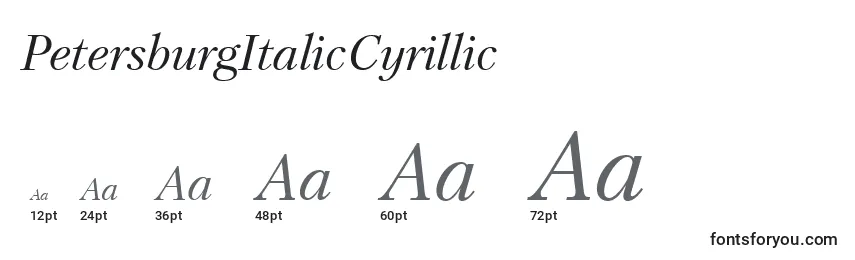 Размеры шрифта PetersburgItalicCyrillic