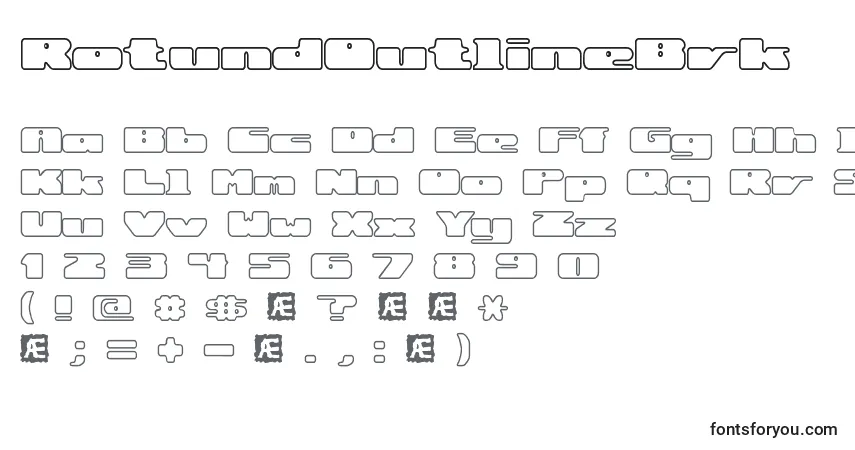 Czcionka RotundOutlineBrk – alfabet, cyfry, specjalne znaki