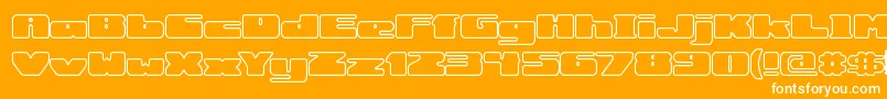 RotundOutlineBrk-Schriftart – Weiße Schriften auf orangefarbenem Hintergrund