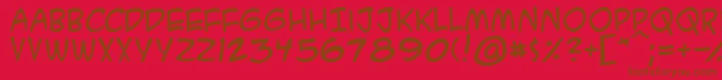 Acmesa-Schriftart – Braune Schriften auf rotem Hintergrund