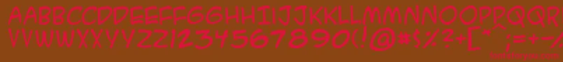 フォントAcmesa – 赤い文字が茶色の背景にあります。