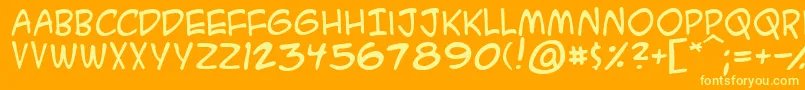 Acmesa-Schriftart – Gelbe Schriften auf orangefarbenem Hintergrund