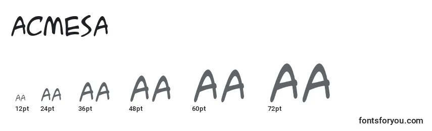 Размеры шрифта Acmesa