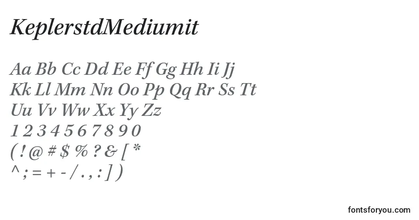 A fonte KeplerstdMediumit – alfabeto, números, caracteres especiais
