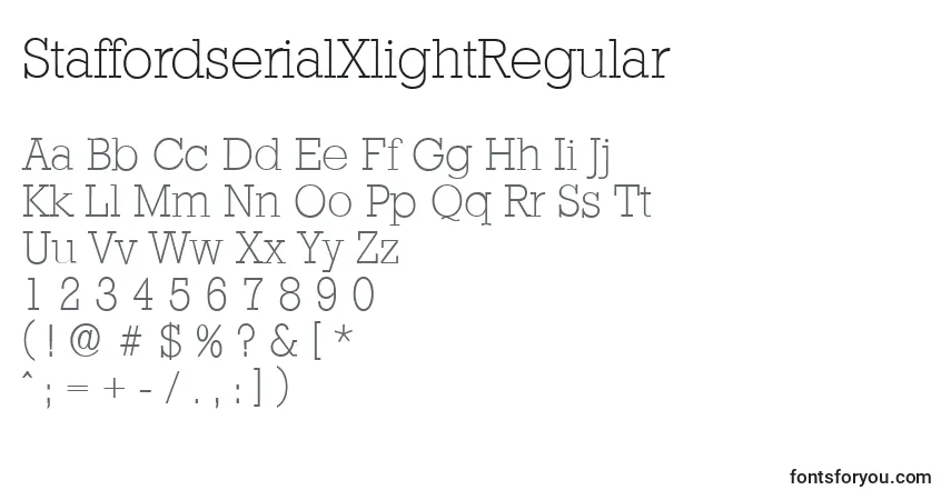 Czcionka StaffordserialXlightRegular – alfabet, cyfry, specjalne znaki