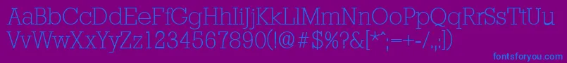 StaffordserialXlightRegular Font – Blue Fonts on Purple Background