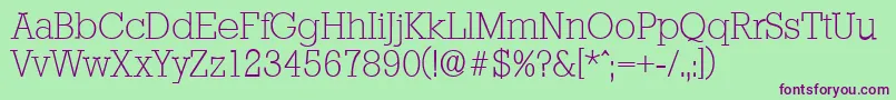 StaffordserialXlightRegular Font – Purple Fonts on Green Background