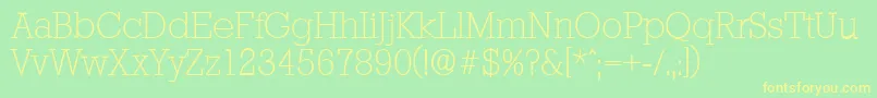StaffordserialXlightRegular Font – Yellow Fonts on Green Background
