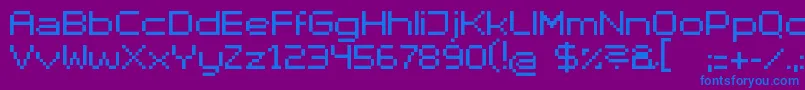 フォントSuperhelue – 紫色の背景に青い文字