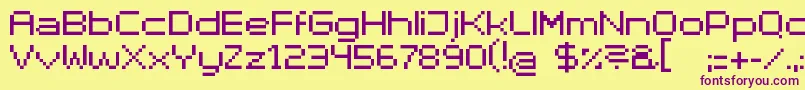 Superhelue-fontti – violetit fontit keltaisella taustalla