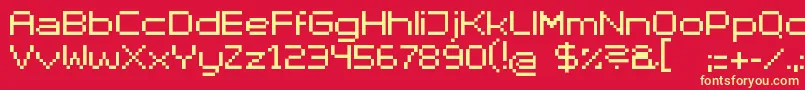Superhelue-fontti – keltaiset fontit punaisella taustalla
