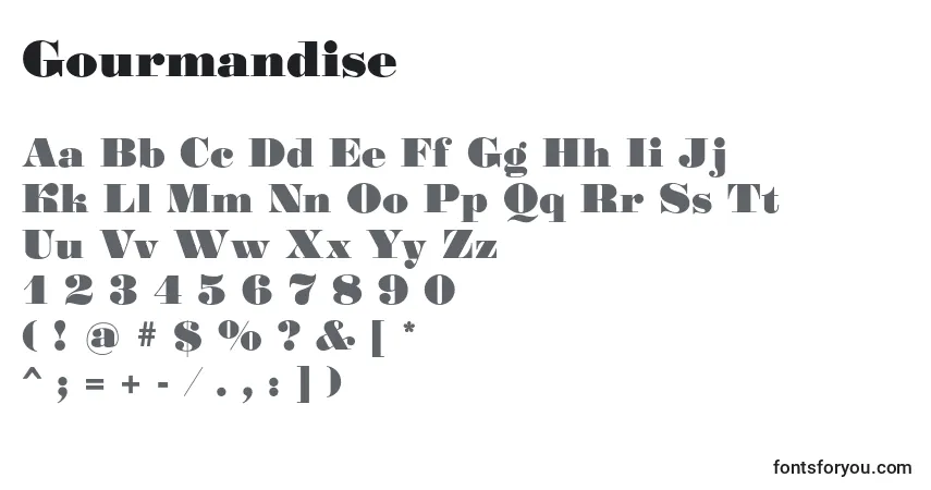 A fonte Gourmandise (103696) – alfabeto, números, caracteres especiais