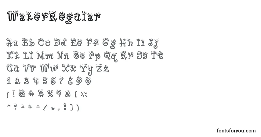 A fonte WakerRegular – alfabeto, números, caracteres especiais