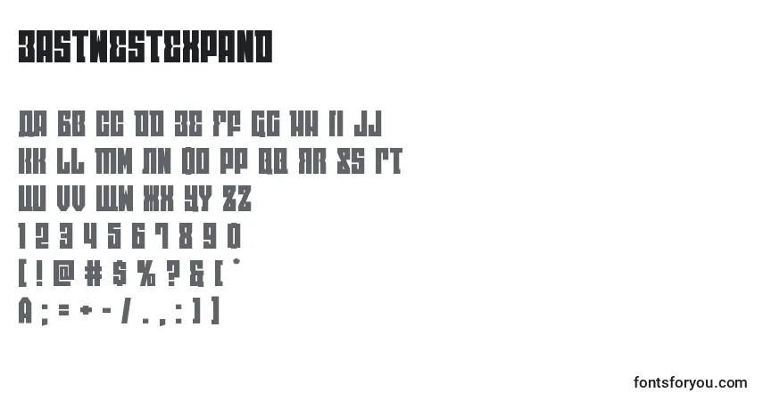 Schriftart Eastwestexpand – Alphabet, Zahlen, spezielle Symbole