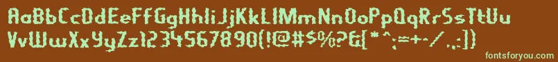 フォントNightporter – 緑色の文字が茶色の背景にあります。