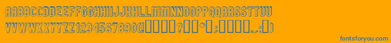 GmExpOffsetDoubleoutline-Schriftart – Blaue Schriften auf orangefarbenem Hintergrund