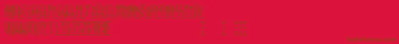 RunicAlt-Schriftart – Braune Schriften auf rotem Hintergrund