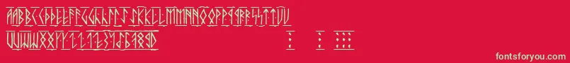 フォントRunicAlt – 赤い背景に緑の文字