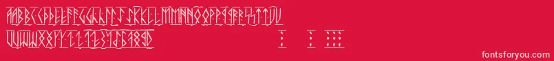 RunicAlt-fontti – vaaleanpunaiset fontit punaisella taustalla