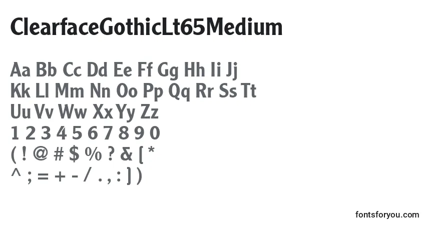 A fonte ClearfaceGothicLt65Medium – alfabeto, números, caracteres especiais