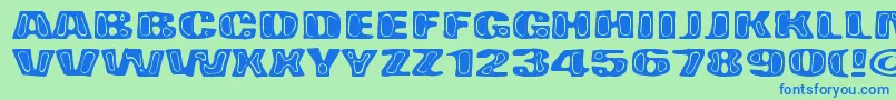 フォントBadPizza – 青い文字は緑の背景です。