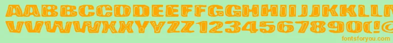 BadPizza-Schriftart – Orangefarbene Schriften auf grünem Hintergrund