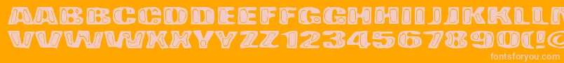 BadPizza-Schriftart – Rosa Schriften auf orangefarbenem Hintergrund
