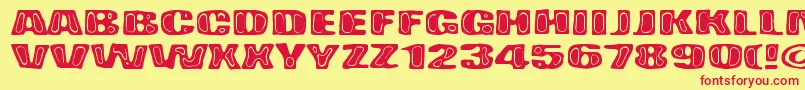 BadPizza-Schriftart – Rote Schriften auf gelbem Hintergrund