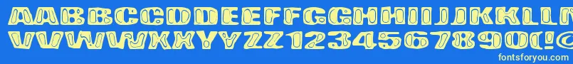 BadPizza-Schriftart – Gelbe Schriften auf blauem Hintergrund