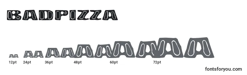 Größen der Schriftart BadPizza