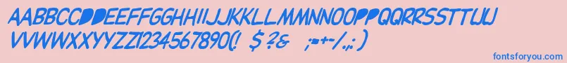 フォントDupuyballoonitalic – ピンクの背景に青い文字