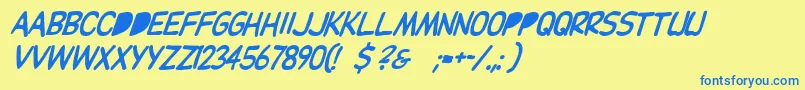 Czcionka Dupuyballoonitalic – niebieskie czcionki na żółtym tle