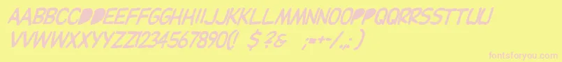 Dupuyballoonitalic-Schriftart – Rosa Schriften auf gelbem Hintergrund