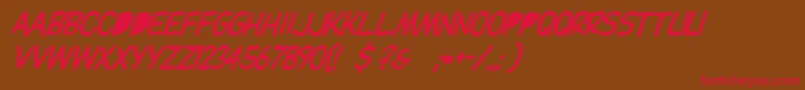 Fonte Dupuyballoonitalic – fontes vermelhas em um fundo marrom