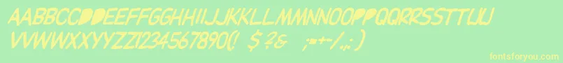 Dupuyballoonitalic Font – Yellow Fonts on Green Background