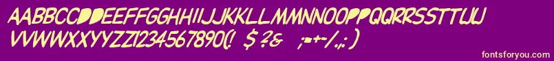 Dupuyballoonitalic-Schriftart – Gelbe Schriften auf violettem Hintergrund