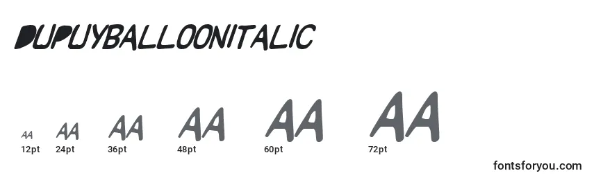 Размеры шрифта Dupuyballoonitalic