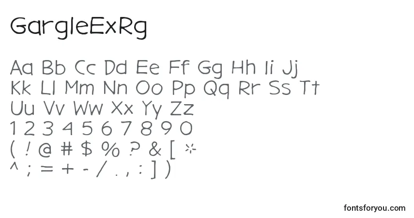 Czcionka GargleExRg – alfabet, cyfry, specjalne znaki