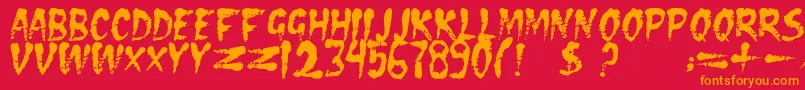 Dseraserc-Schriftart – Orangefarbene Schriften auf rotem Hintergrund