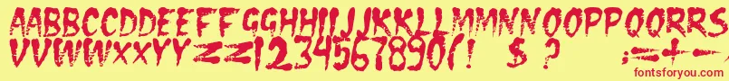 フォントDseraserc – 赤い文字の黄色い背景